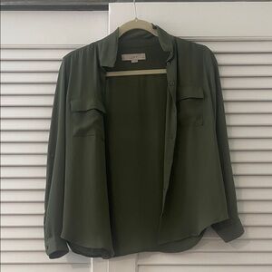 LOFT Dark Green Casual Blouse